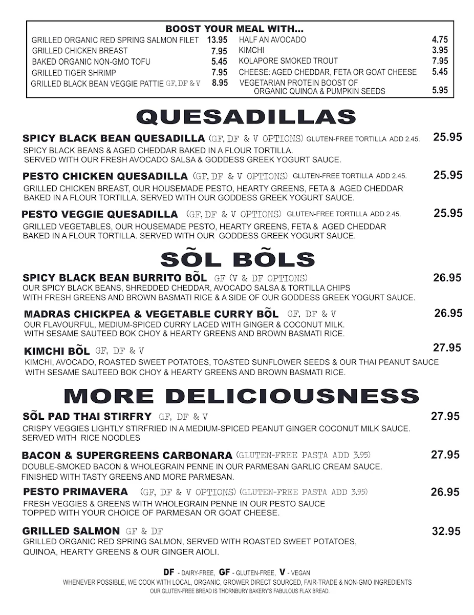 Menu, Sõl Kitchen