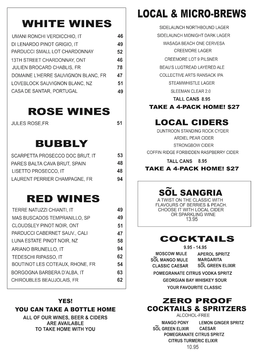 Menu, Sõl Kitchen