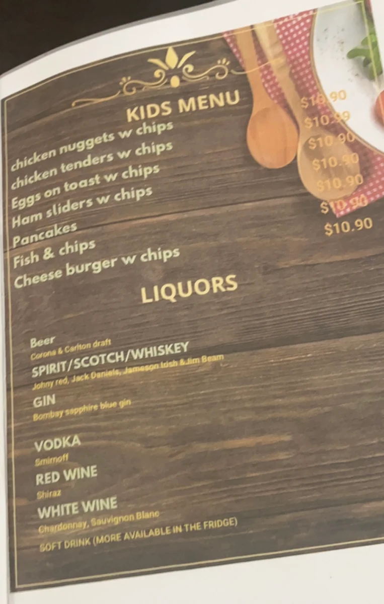 Menu, Neo Cafe Restaurant
