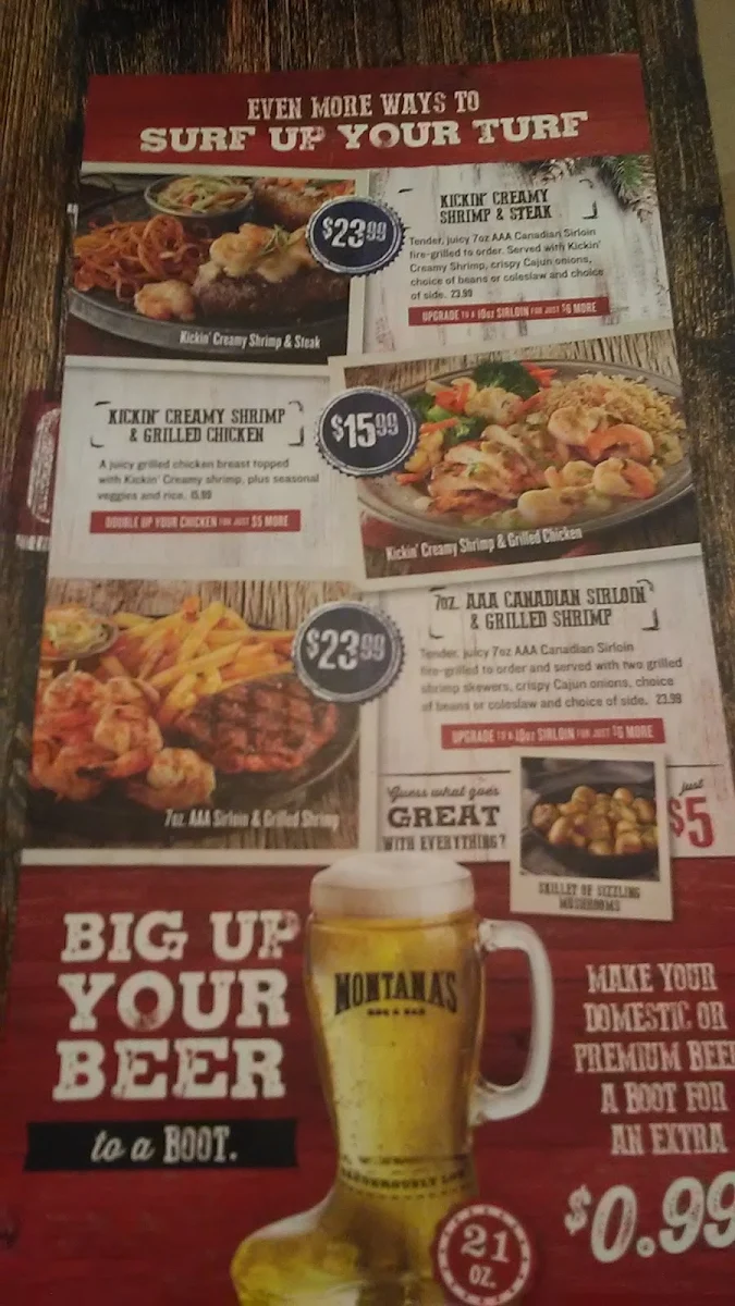 Menu, Montana’s BBQ & Bar