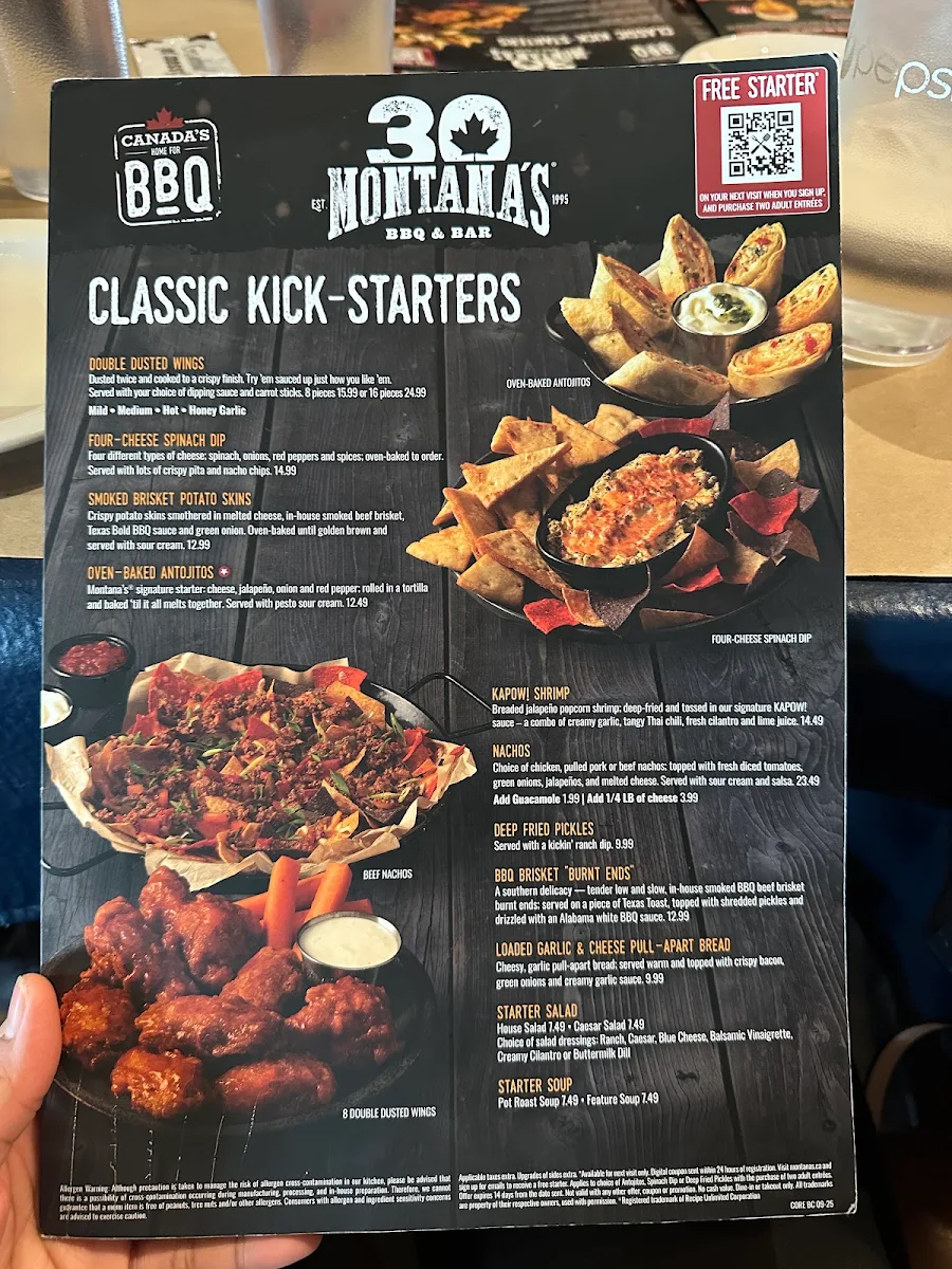 Menu, Montana’s BBQ & Bar