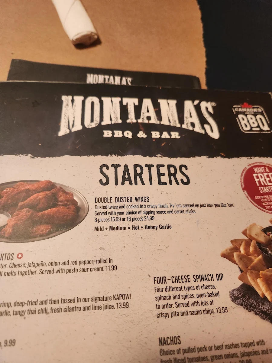 Menu, Montana’s BBQ & Bar