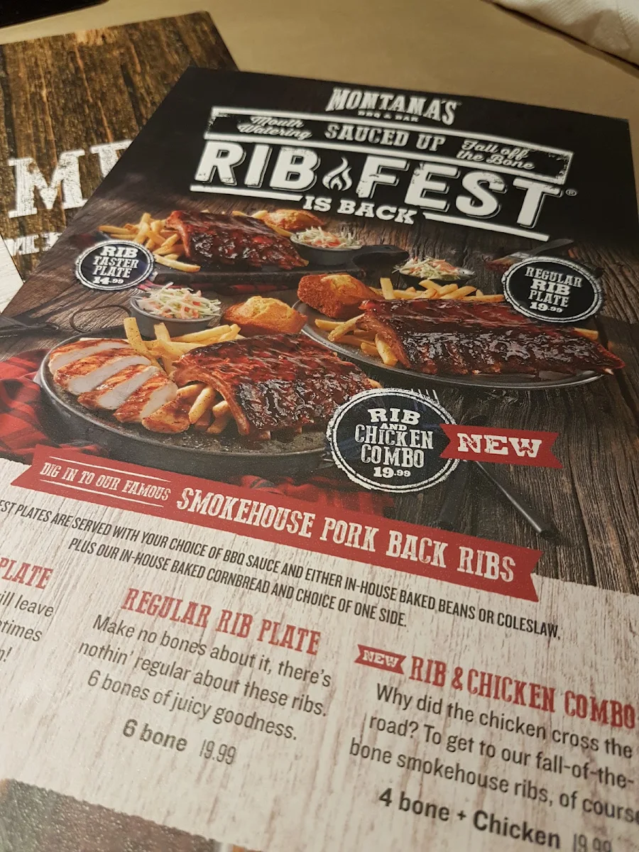 Menu, Montana’s BBQ & Bar