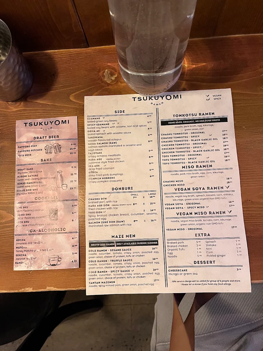 Menu, Tsukuyomi Ramen - Mile End