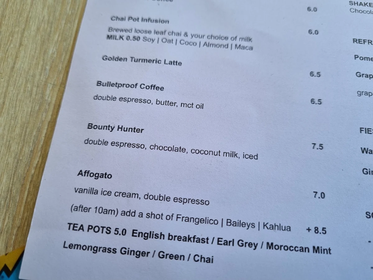 Menu, Supply Speciality Coffee and Bar