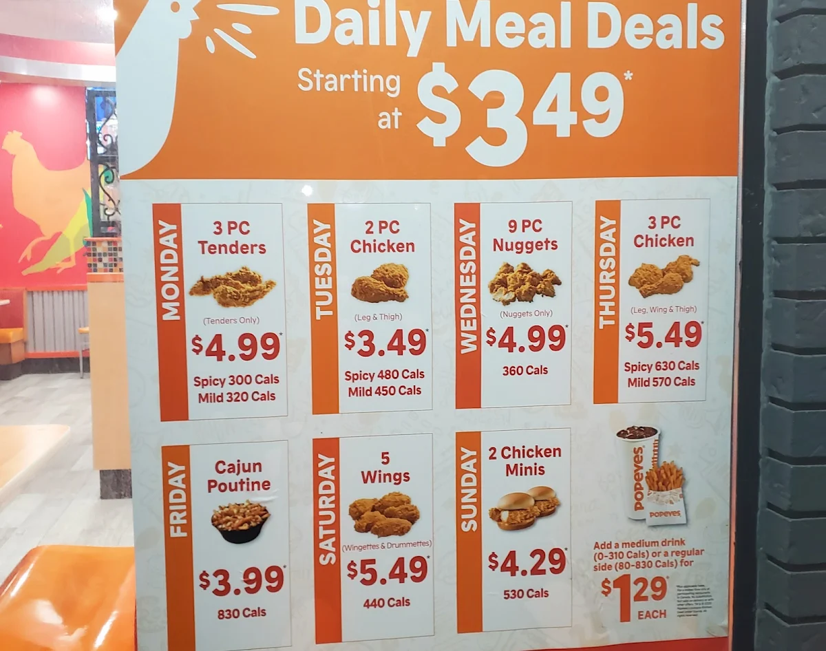 Menu, Popeyes Louisiana Kitchen