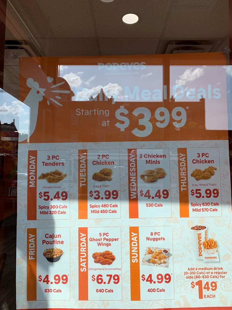 Menu, Popeyes Louisiana Kitchen