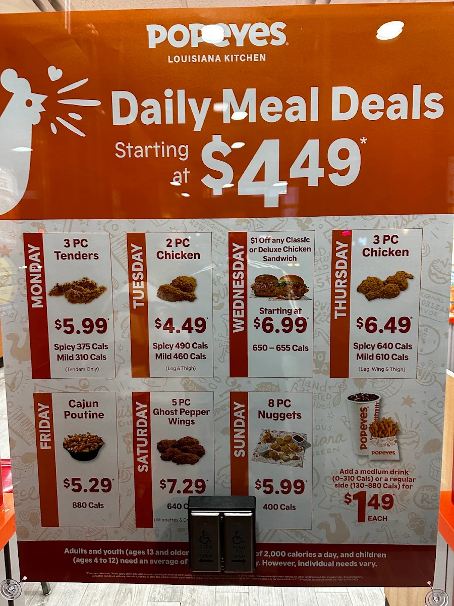 Menu, Popeyes Louisiana Kitchen