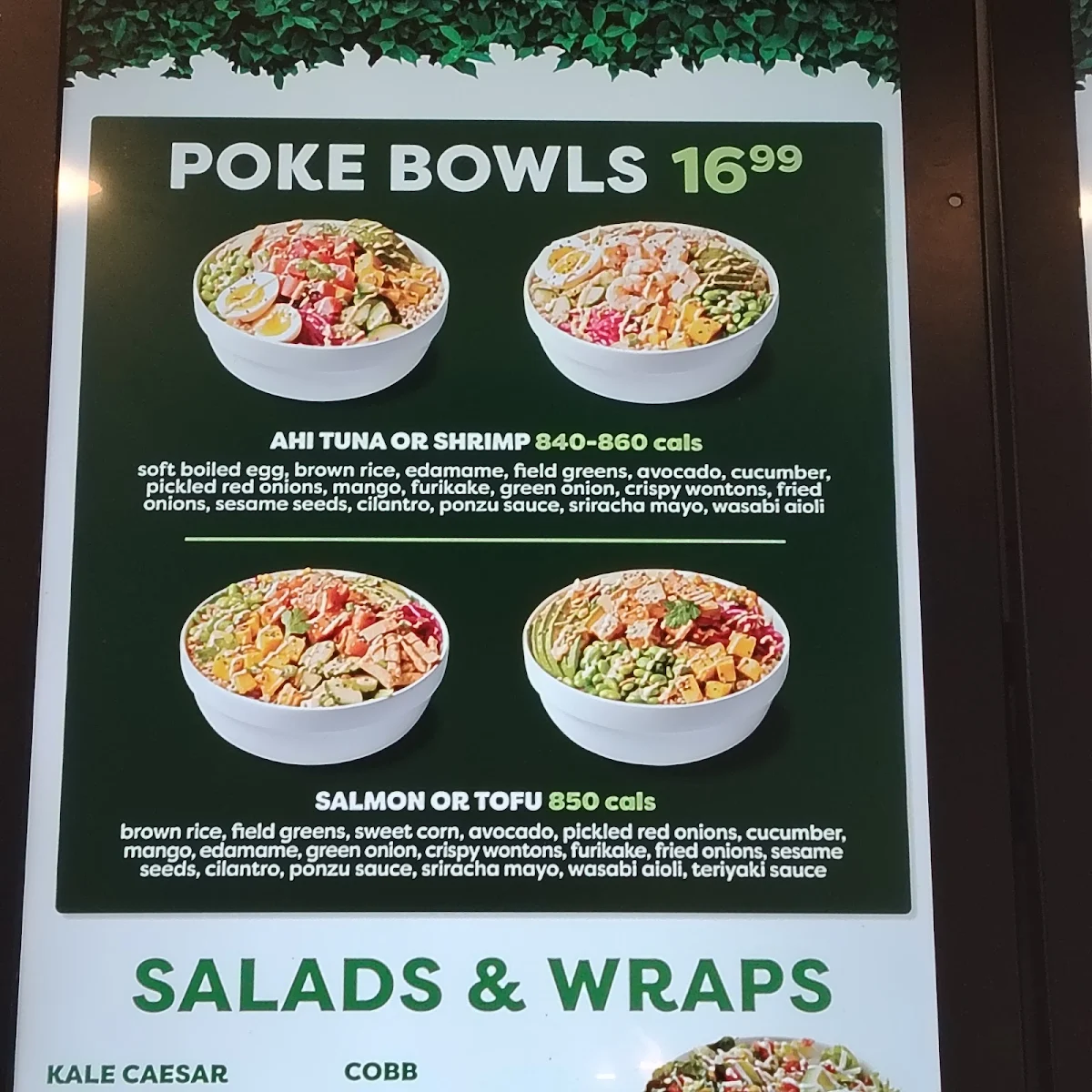 Menu, Freshii