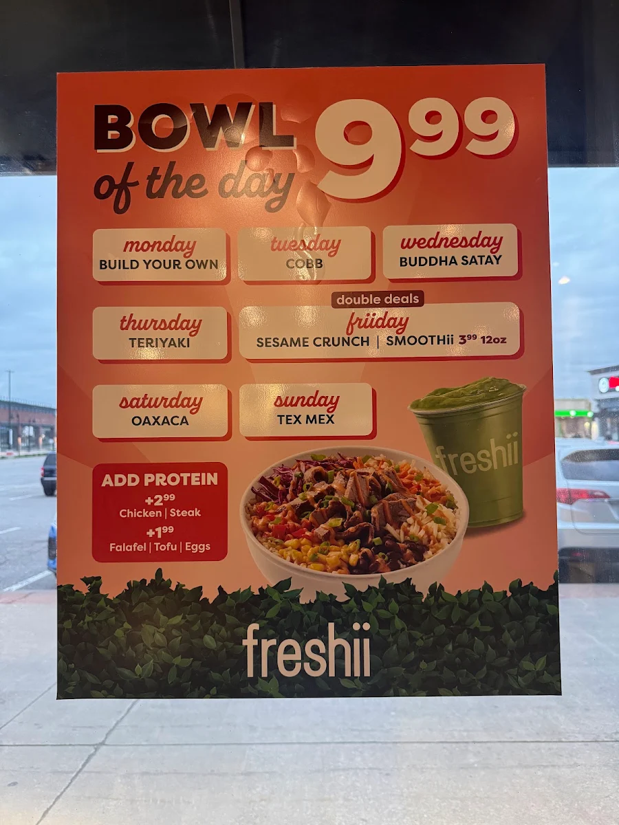 Menu, Freshii