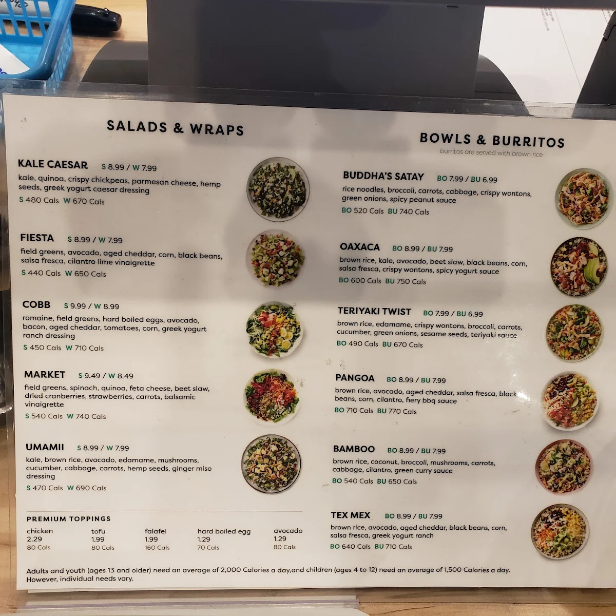 Menu, Freshii