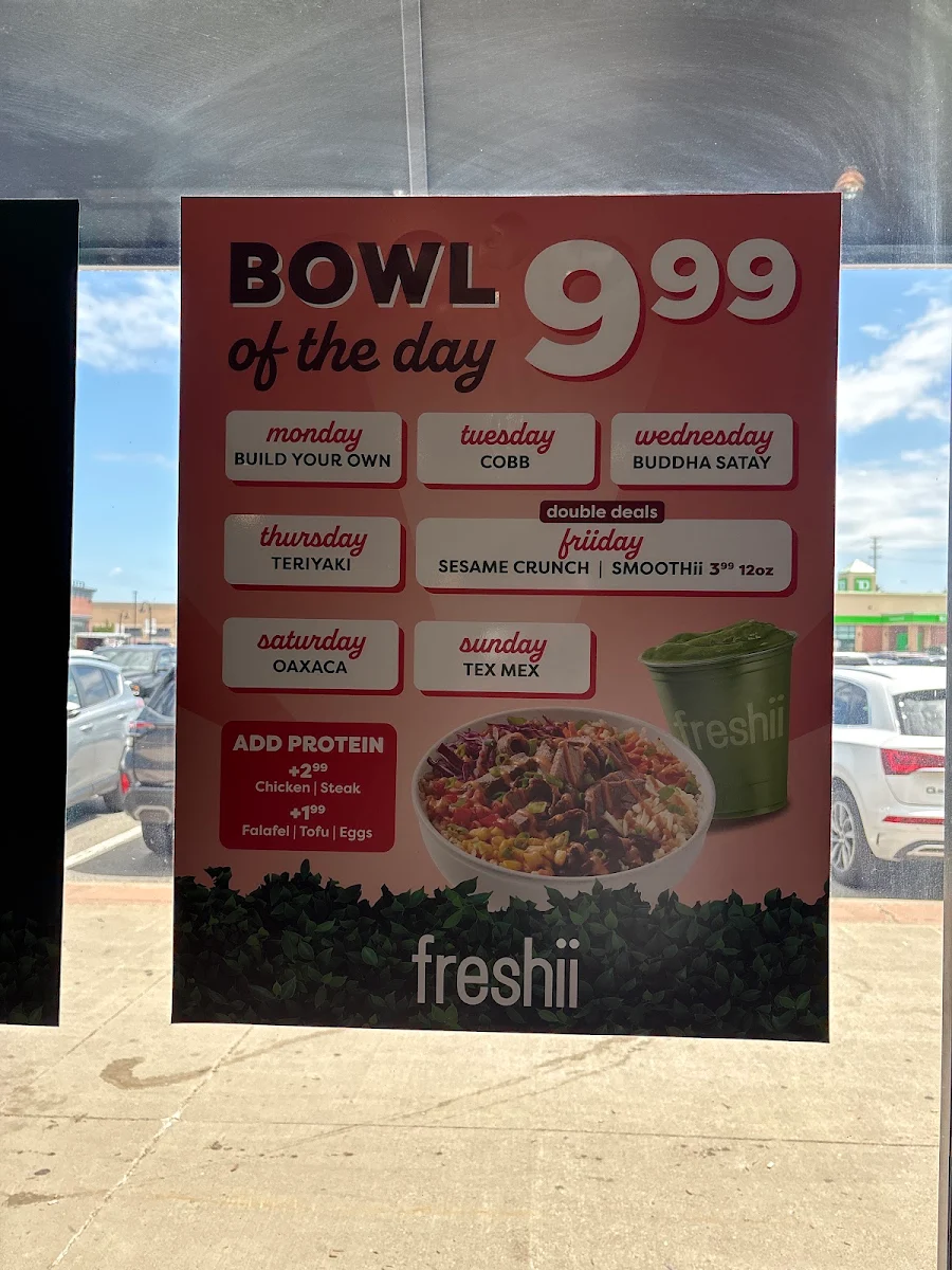 Menu, Freshii