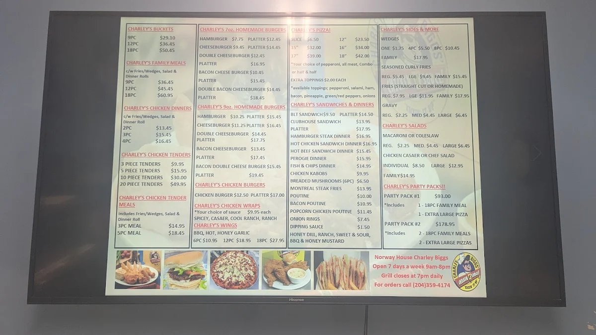 Menu, Charley Biggs