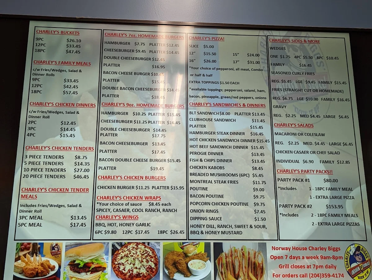 Menu, Charley Biggs
