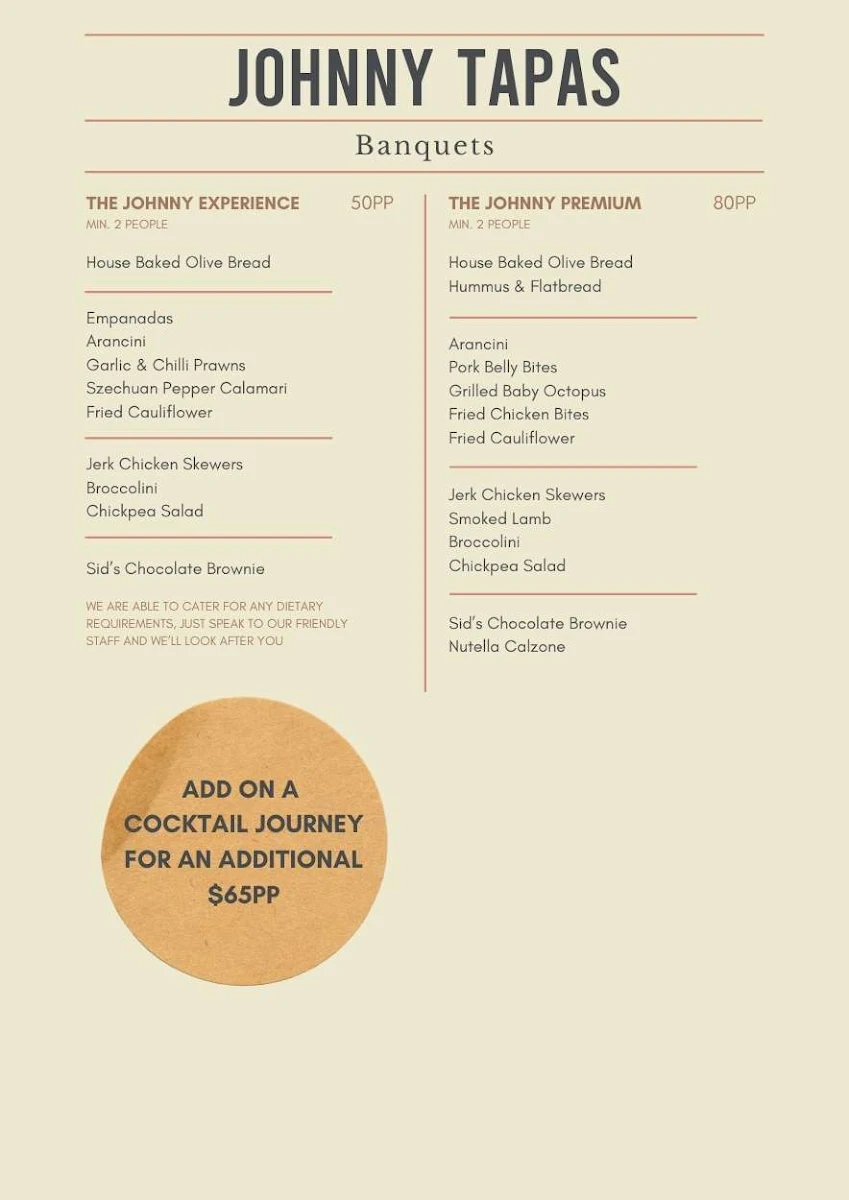 Menu, Johnny Tapas