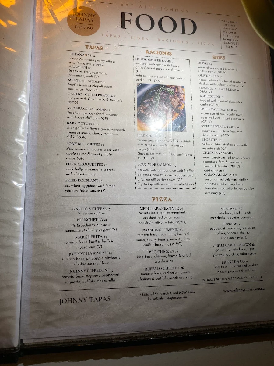 Menu, Johnny Tapas