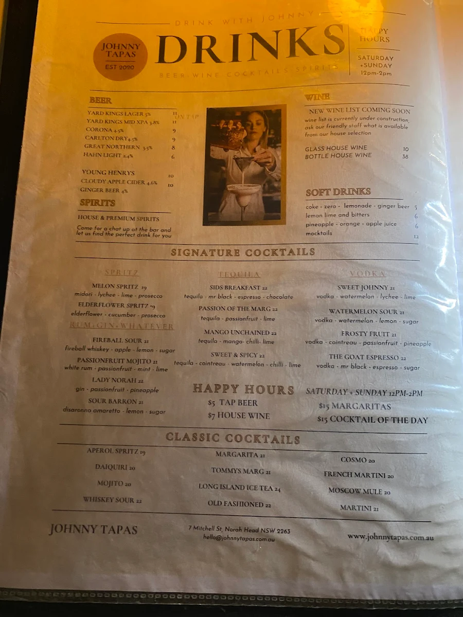 Menu, Johnny Tapas