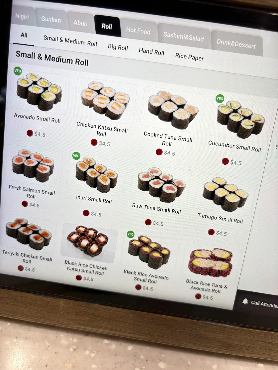 Menu, Sushi Honke