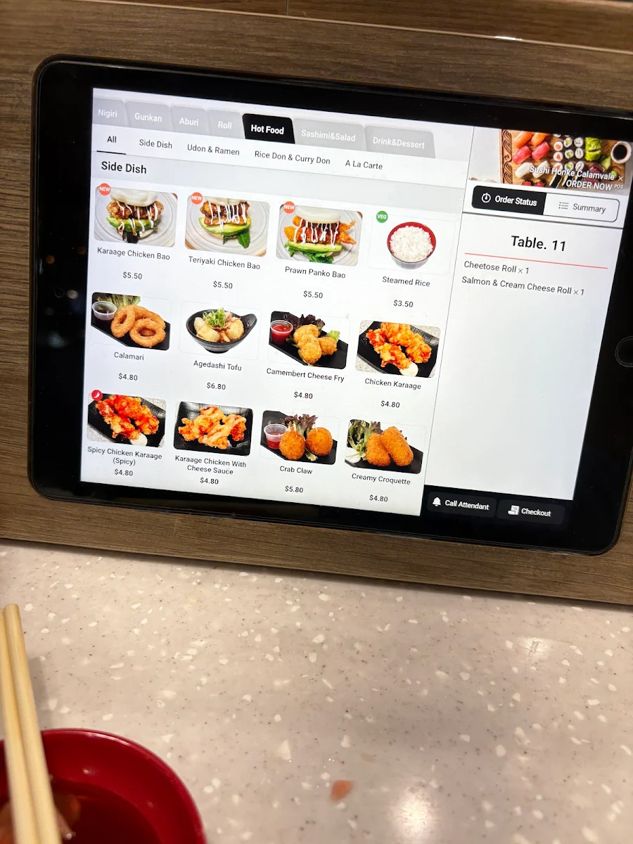 Menu, Sushi Honke