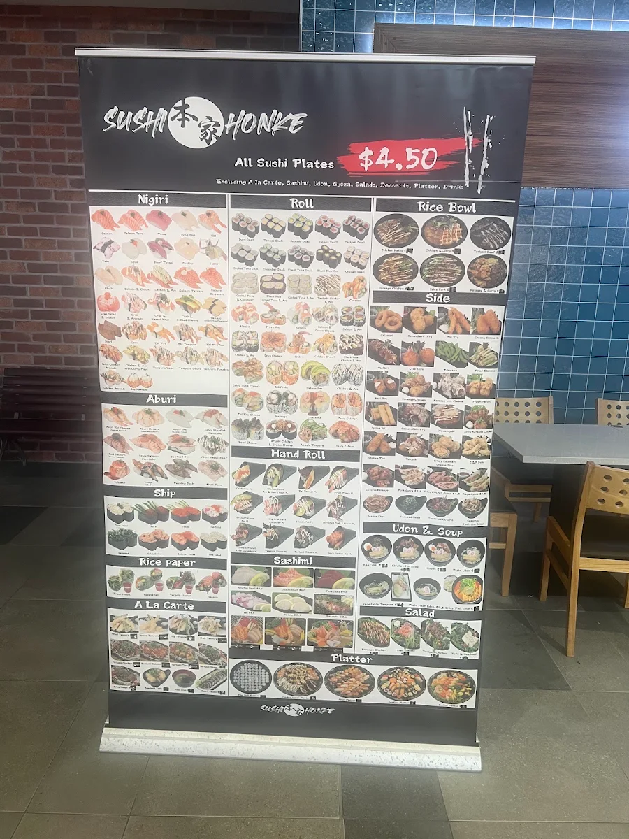 Menu, Sushi Honke