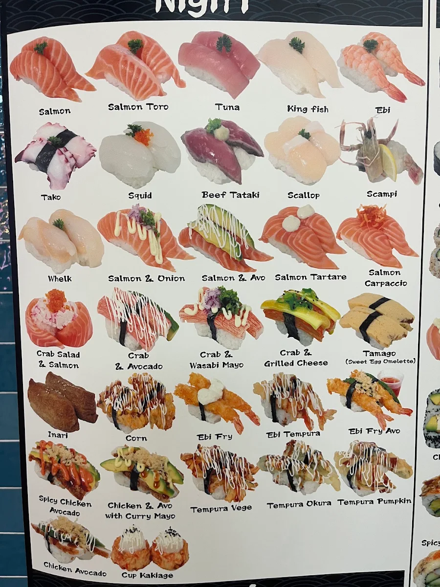 Menu, Sushi Honke