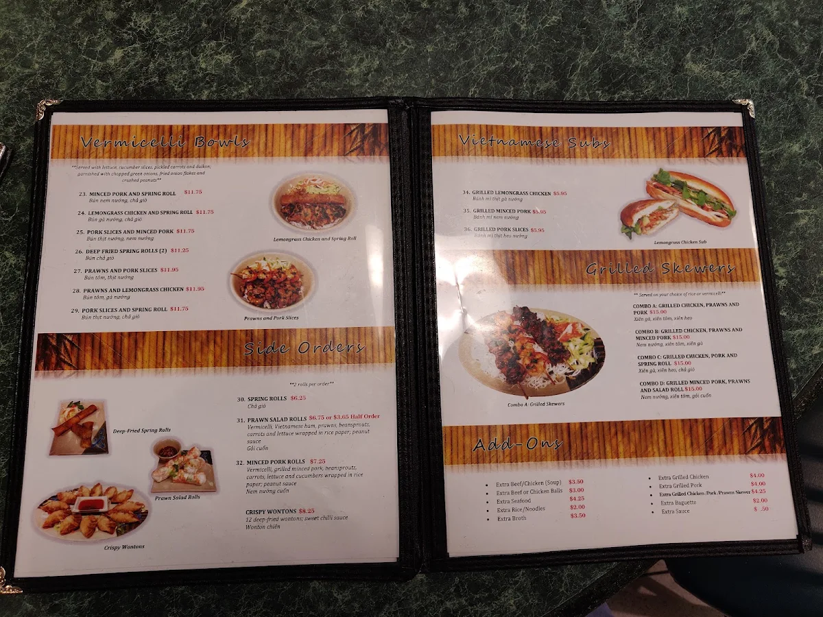 Menu, Pho Aldergrove Tran Vietnamese Restaurant