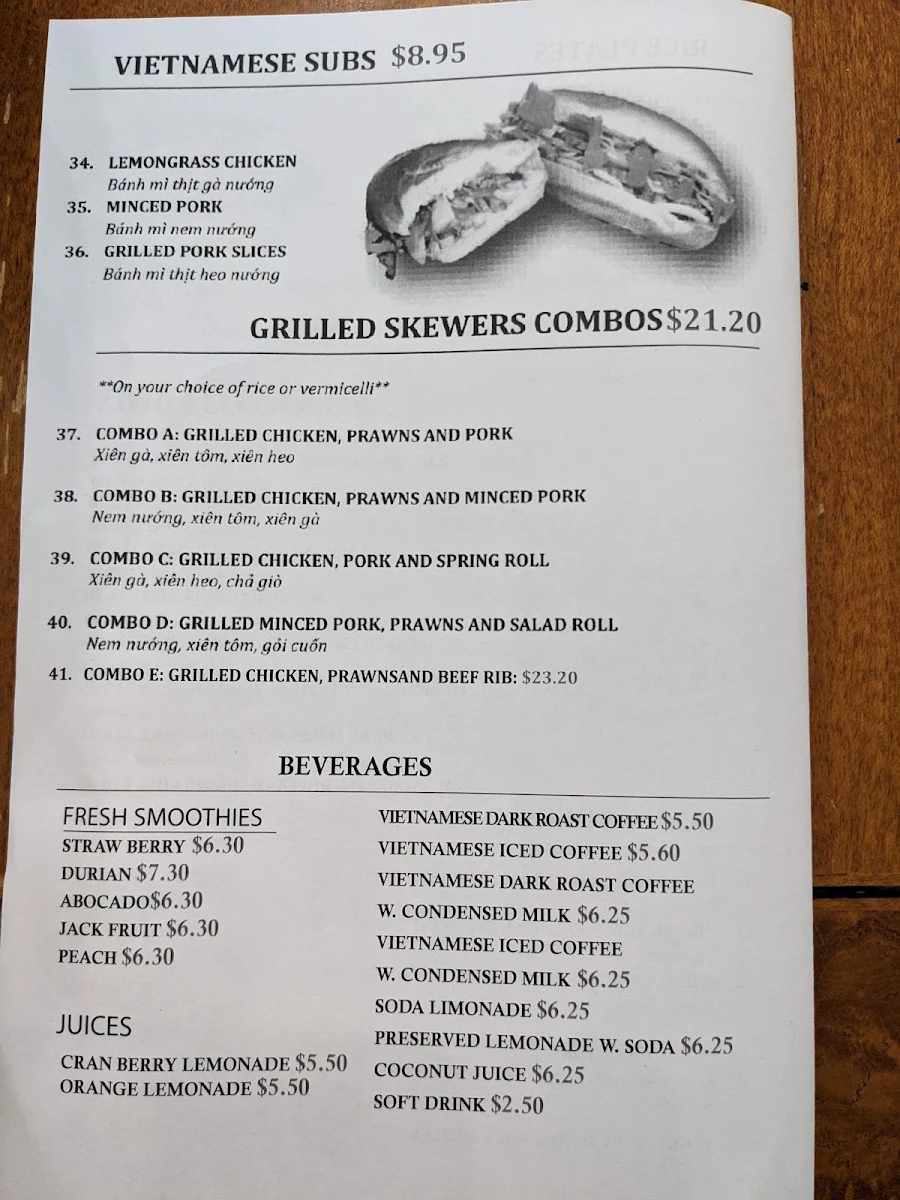 Menu, Pho Aldergrove Tran Vietnamese Restaurant