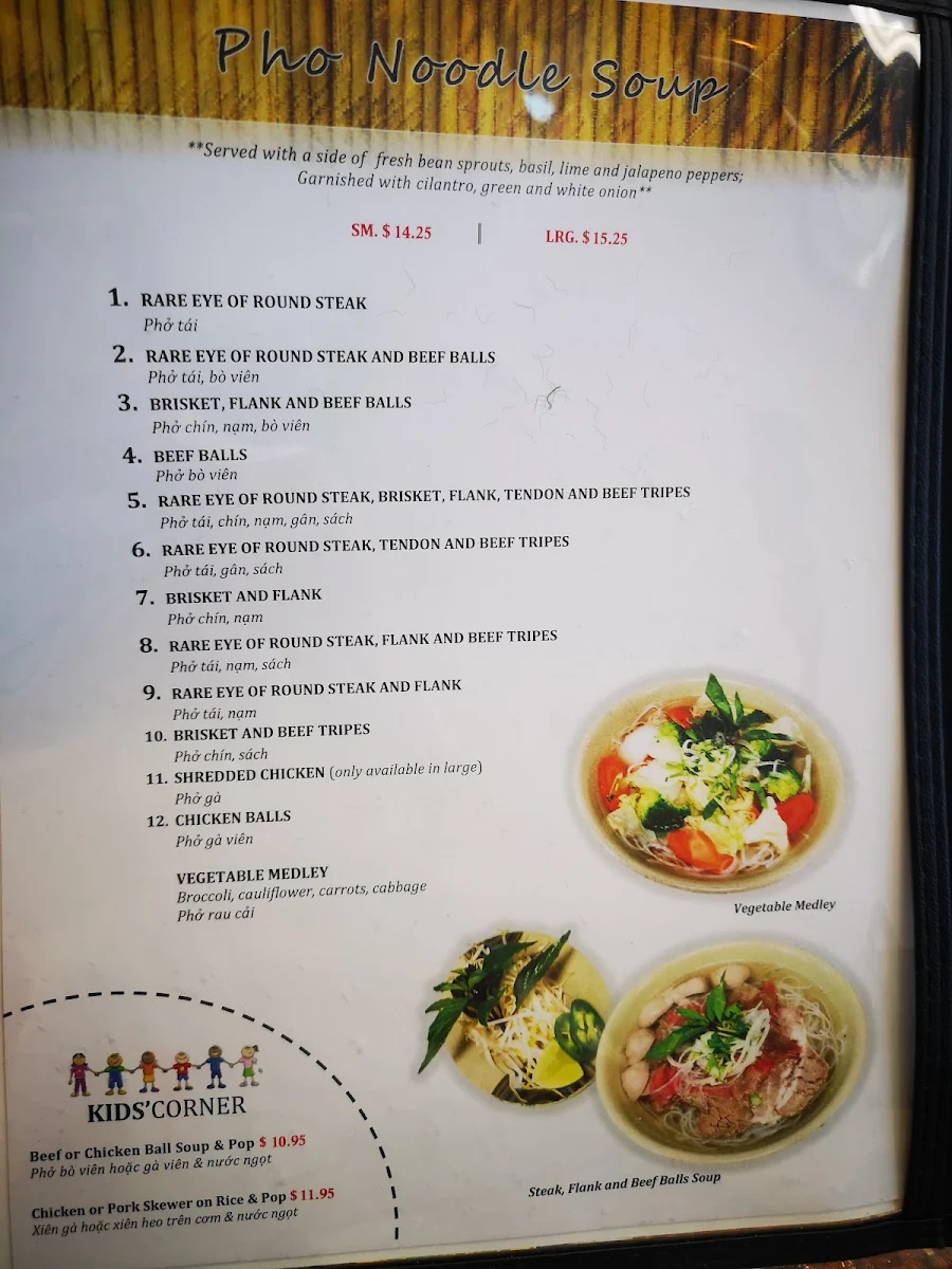 Menu, Pho Aldergrove Tran Vietnamese Restaurant