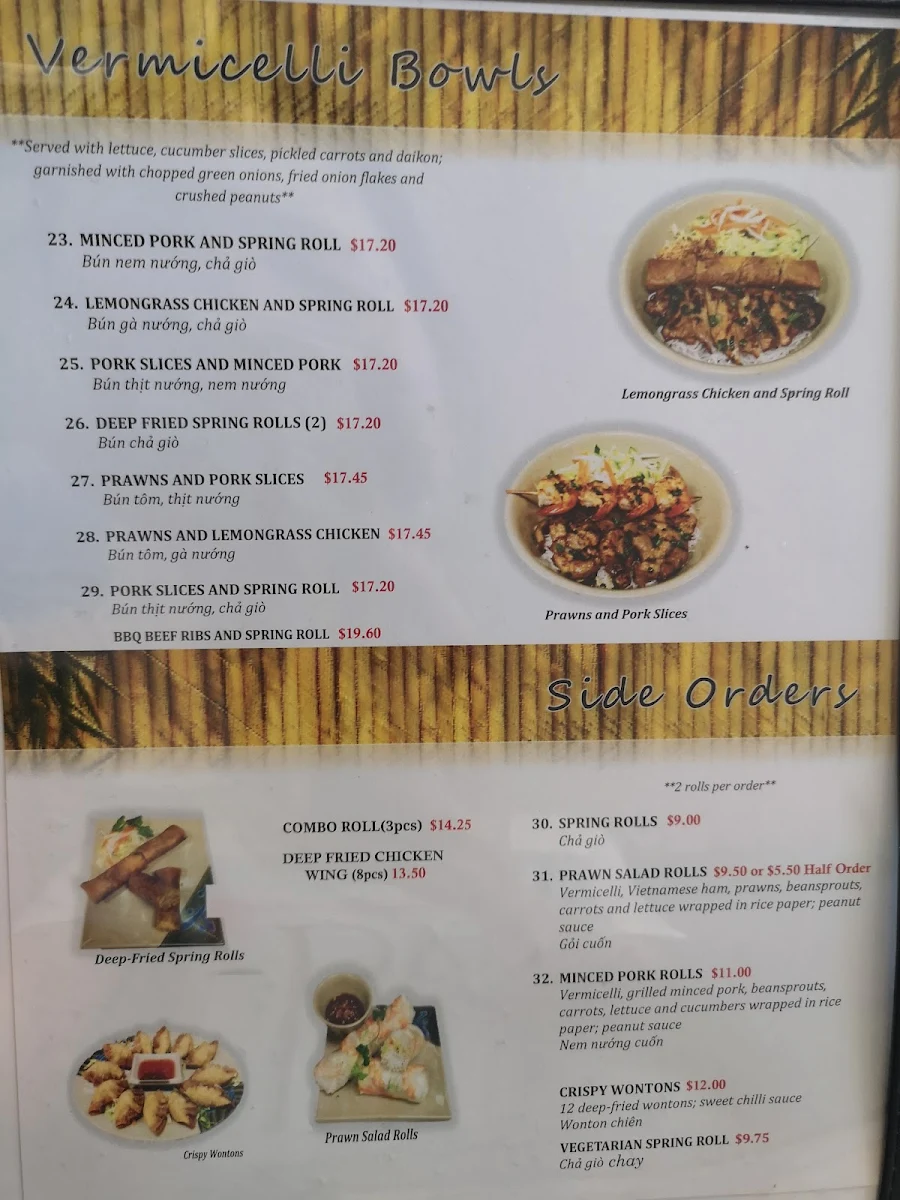 Menu, Pho Aldergrove Tran Vietnamese Restaurant