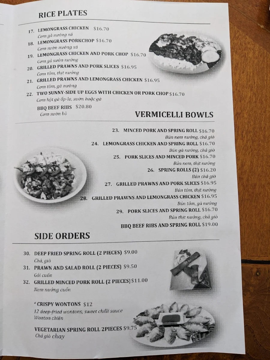 Menu, Pho Aldergrove Tran Vietnamese Restaurant