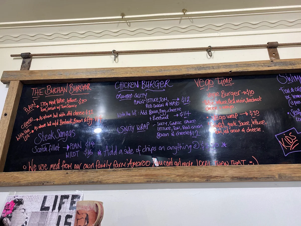 Menu, Buchan Valley Roadhouse