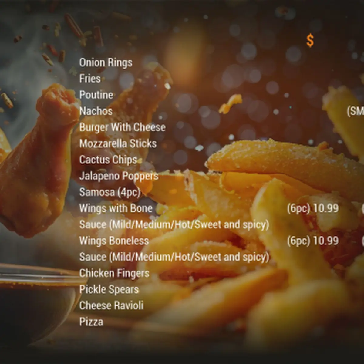 Menu, Top Hat Billiards