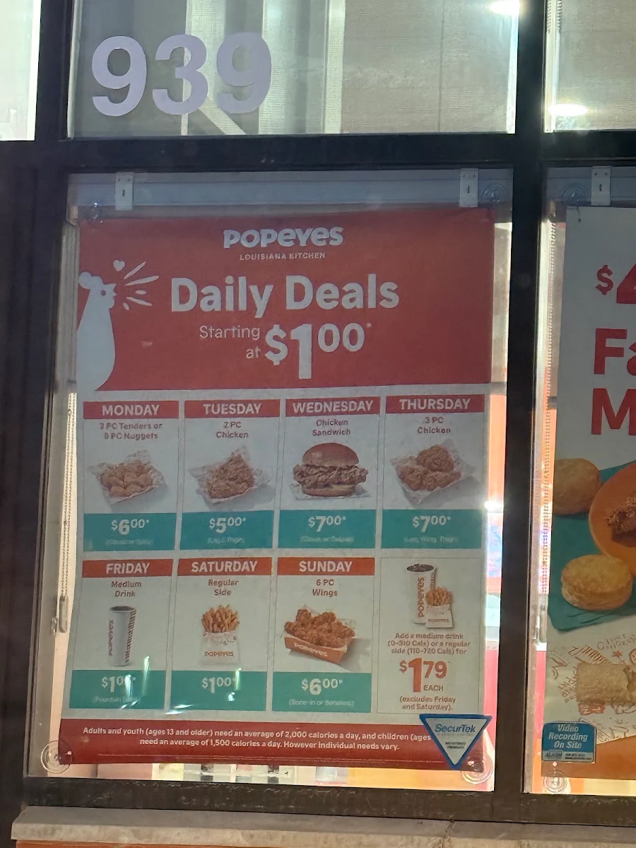 Menu, Popeyes Louisiana Kitchen