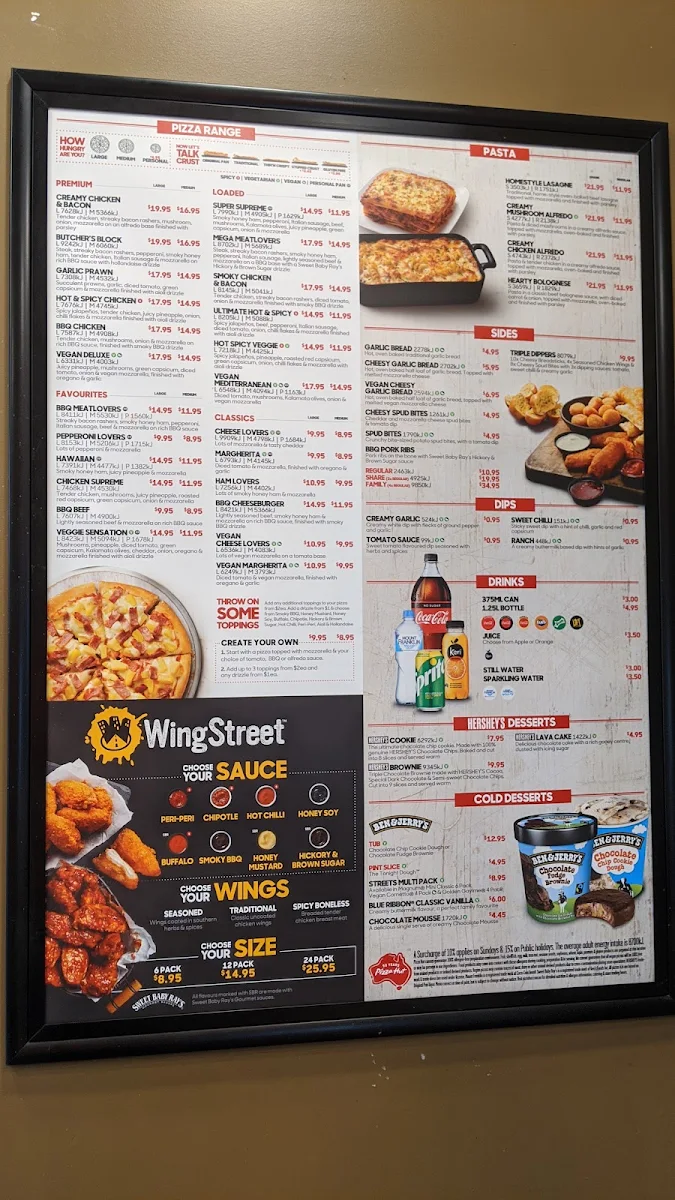 Menu, Pizza Hut Sutherland