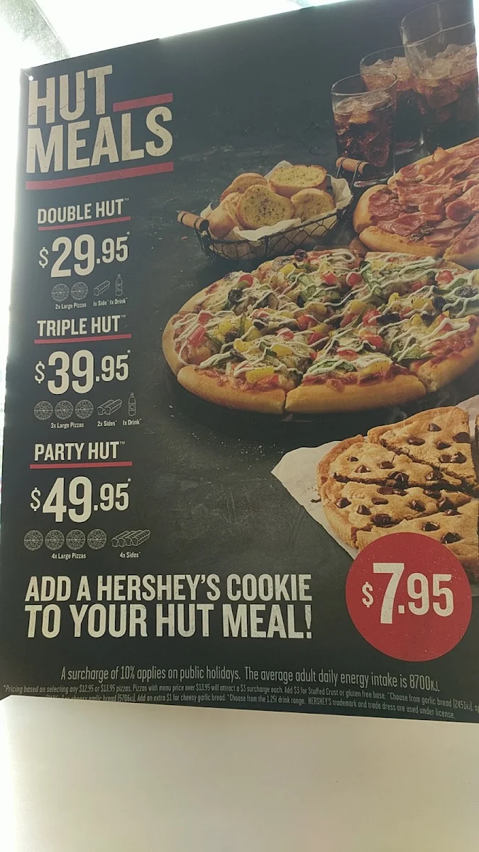 Menu, Pizza Hut Sutherland