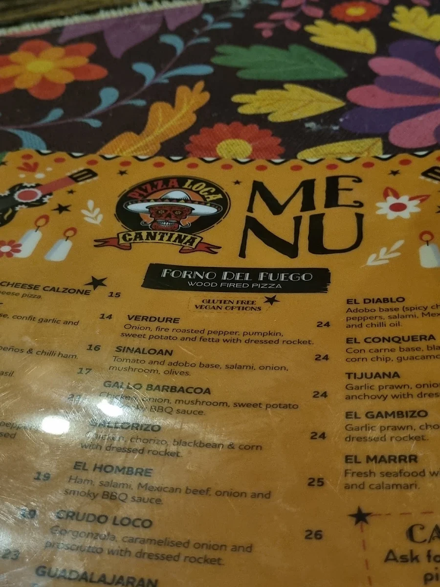 Menu, Pizza Loca Cantina