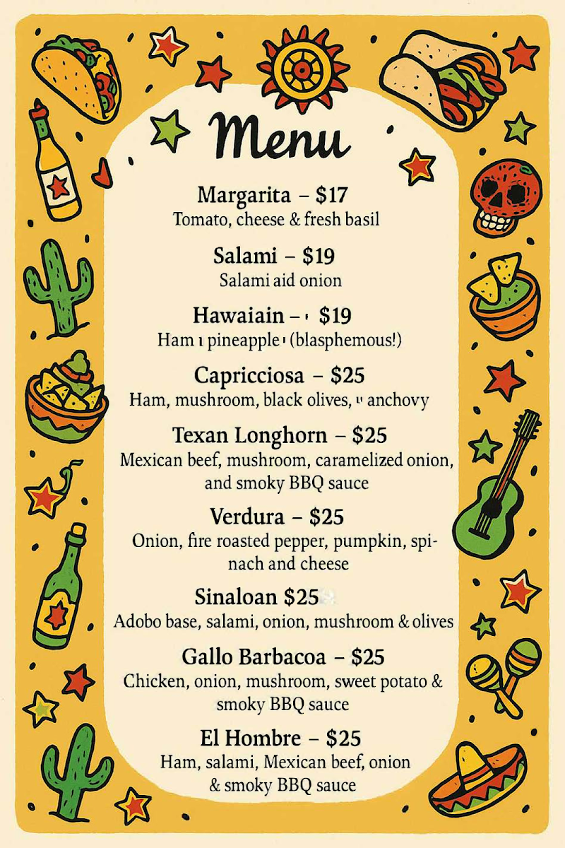 Menu, Pizza Loca Cantina