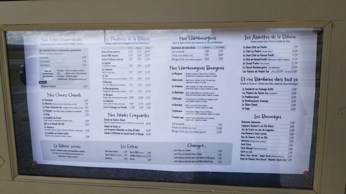 Menu, Casse croute La halte gourmande