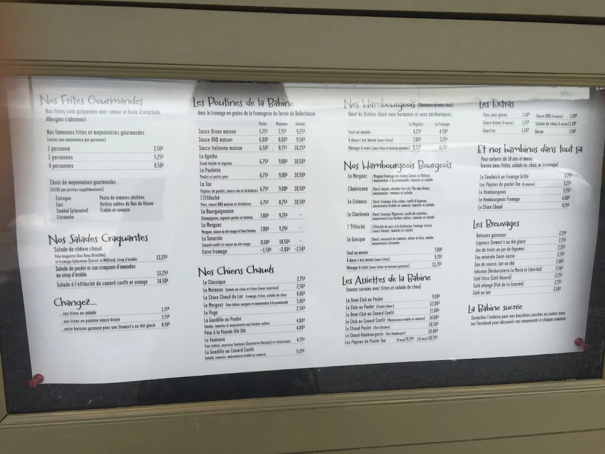 Menu, Casse croute La halte gourmande