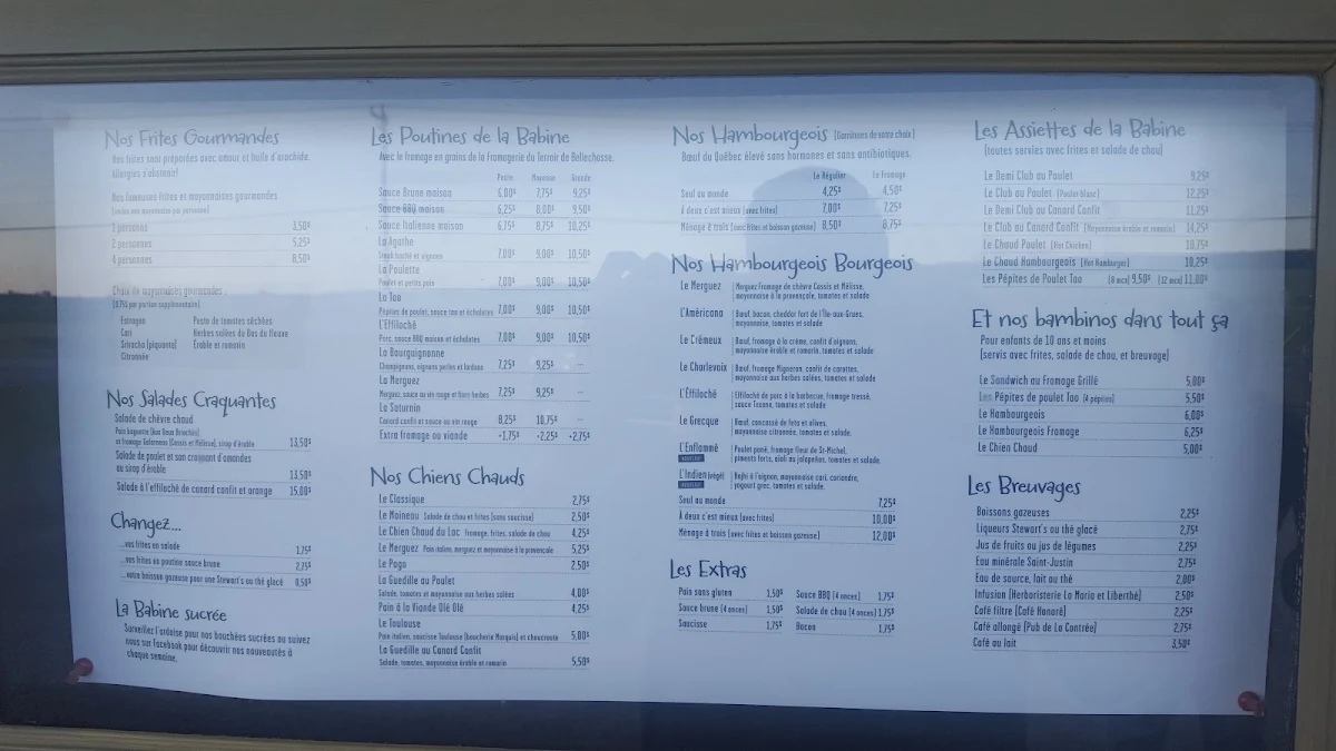 Menu, Casse croute La halte gourmande