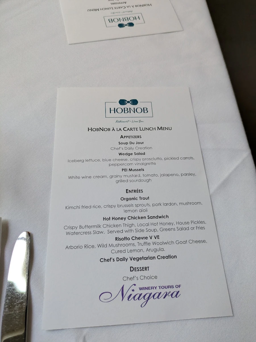 Menu, HOB NOB Restaurant