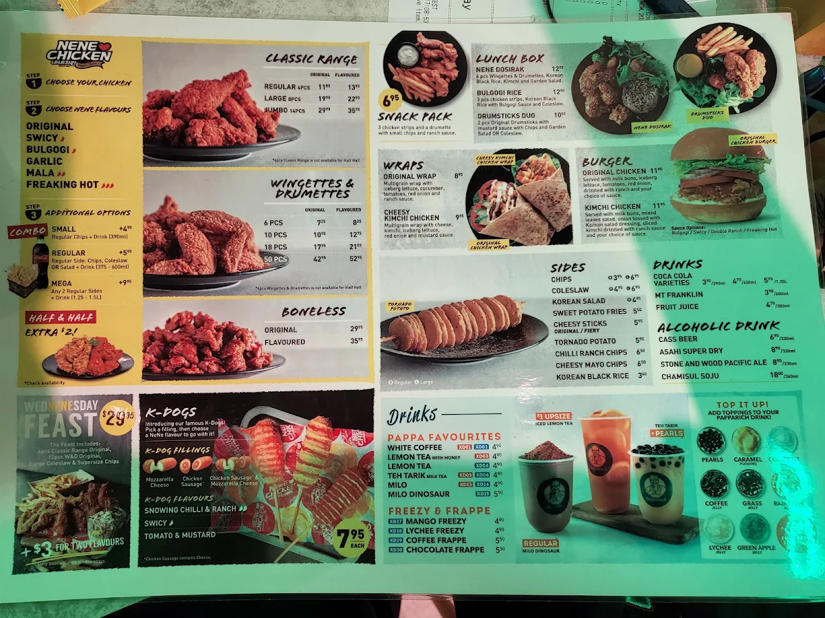 Menu, NeNe Chicken (Brookfield)