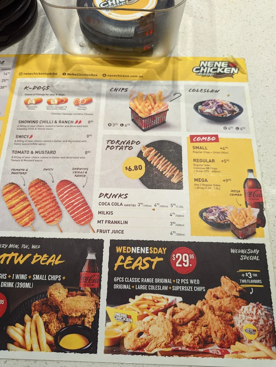 Menu, NeNe Chicken (Brookfield)