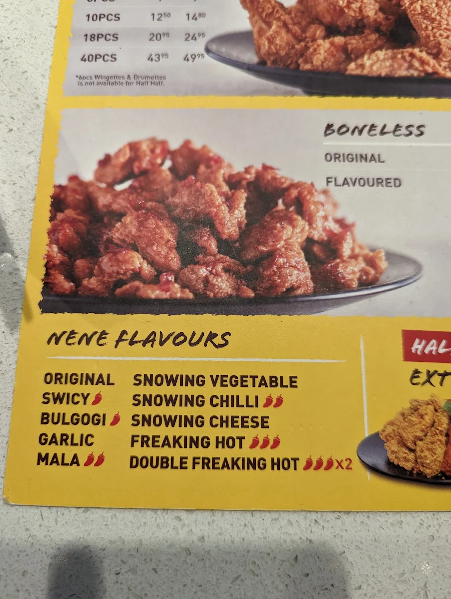 Menu, NeNe Chicken (Brookfield)