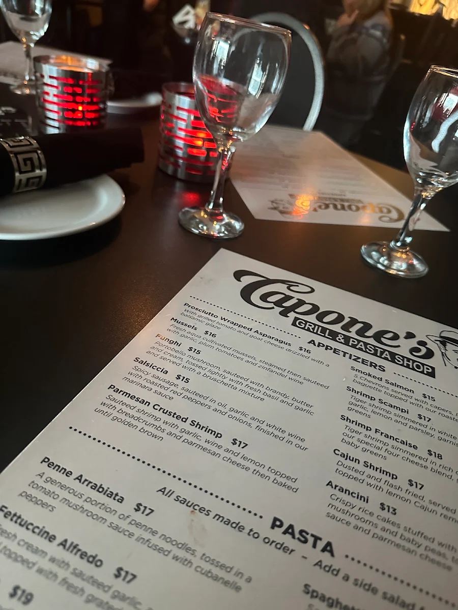 Menu, Capone's Grill & Pasta Shop