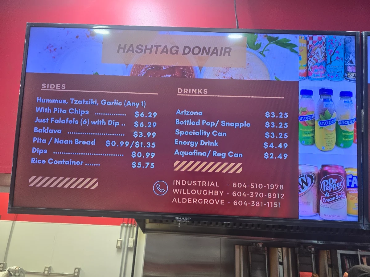Menu, Hashtag Donair