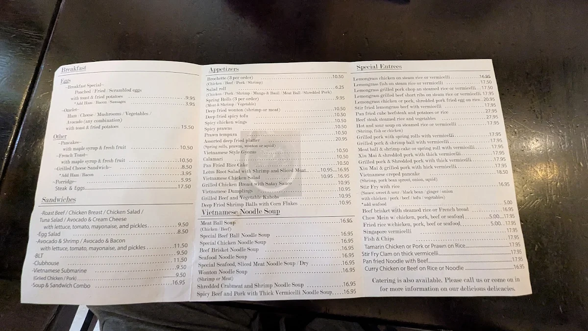 Menu, Joyeaux Café & Restaurant