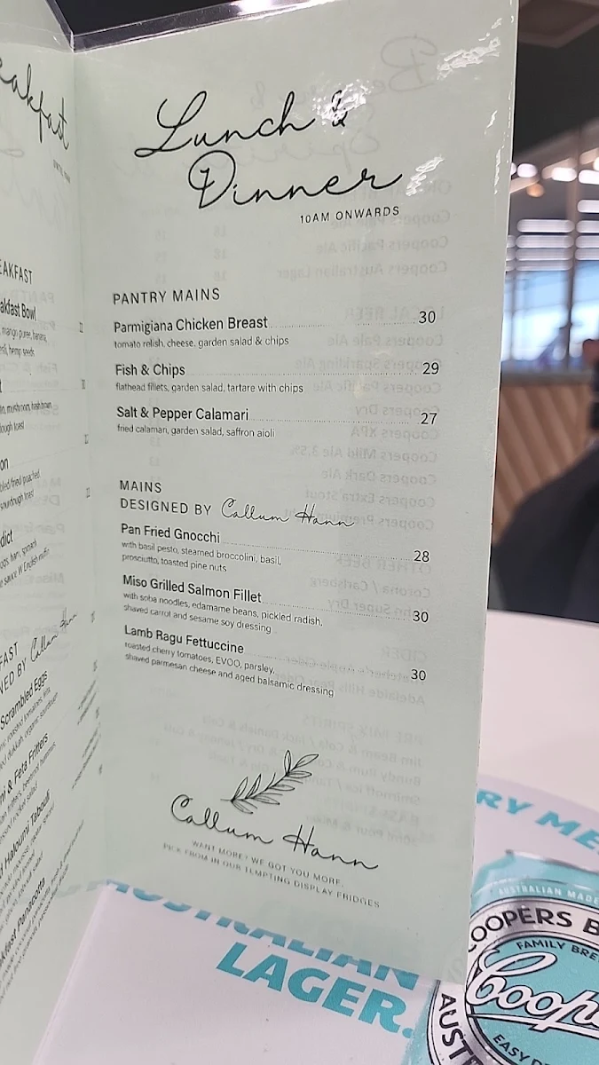 Menu, The Pantry