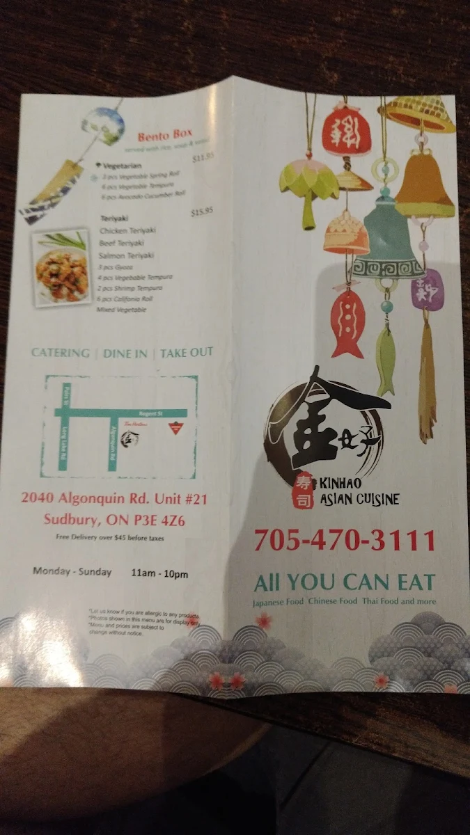 Menu, Kinhao Sushi