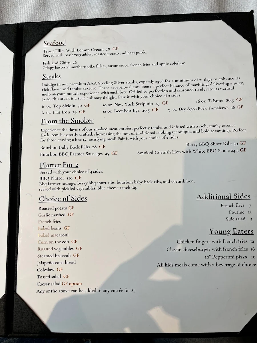 Menu, Four Seasons Restaurant & Lounge